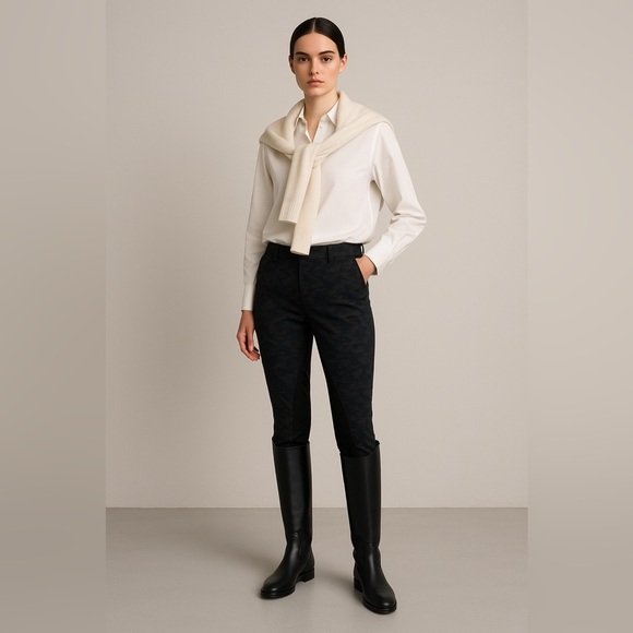 Roseanna Pants - Roseanna Equestrian Inspired Made in France Camo Trousers with Leather Details